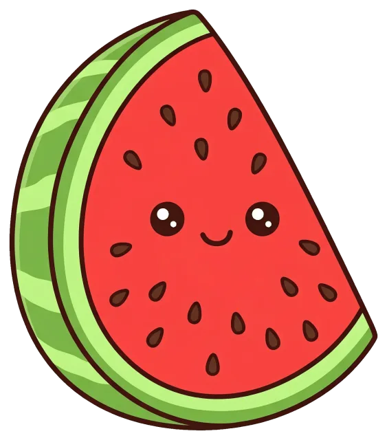 Cute watermelon slice with smiling face