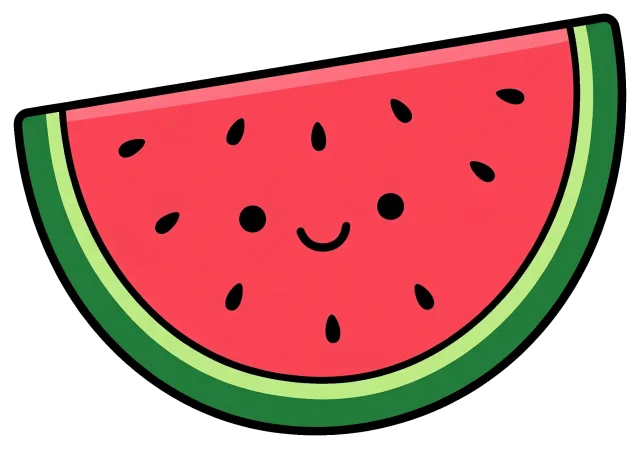 Cute watermelon slice with smiling face