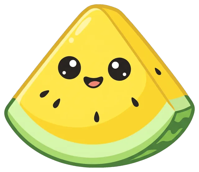 Cute yellow watermelon slice with smiling face