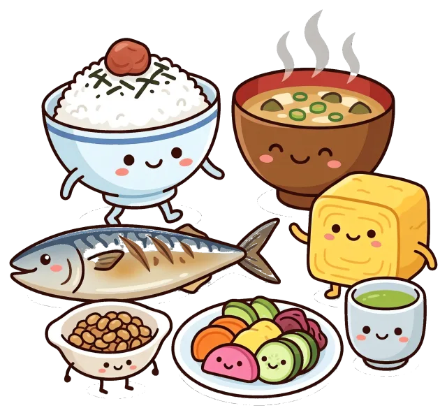 Cute Japanese Breakfast Foods with Faces