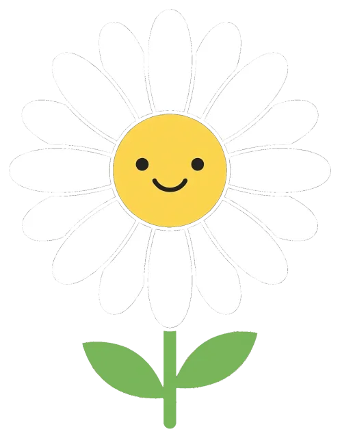Cute daisy character with smiling face