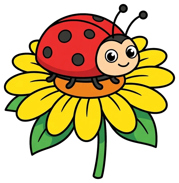 Cute ladybug sitting on a bright yellow flower