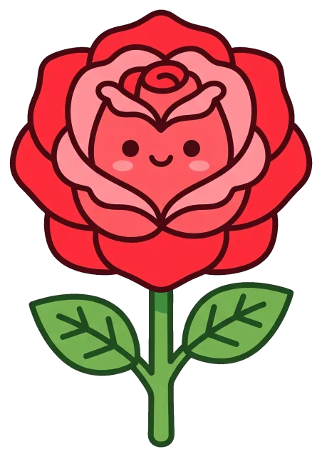 Cute red and pink rose with smiling face