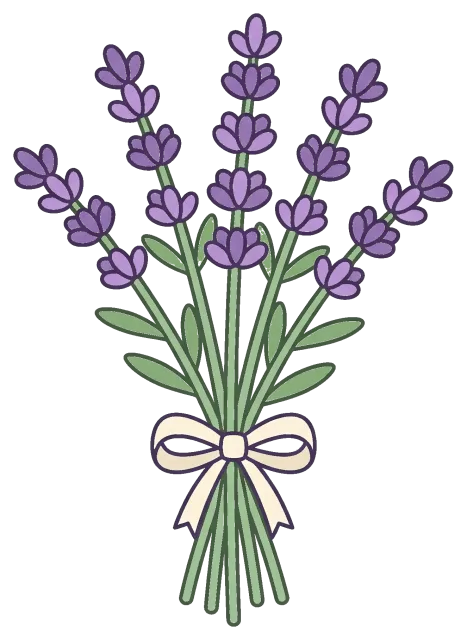 Lavender bouquet tied with a white ribbon