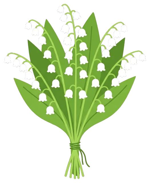 Lily of the Valley Bouquet with Green Leaves