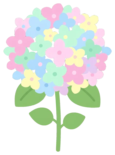 Pastel Hydrangea Flower Bouquet with Green Leaves