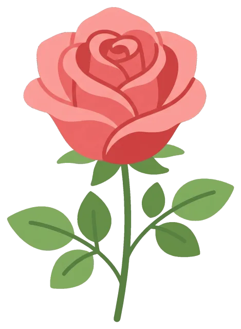 Red and Pink Rose with Green Leaves