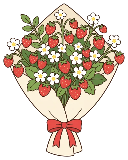Strawberry flower bouquet with red bow