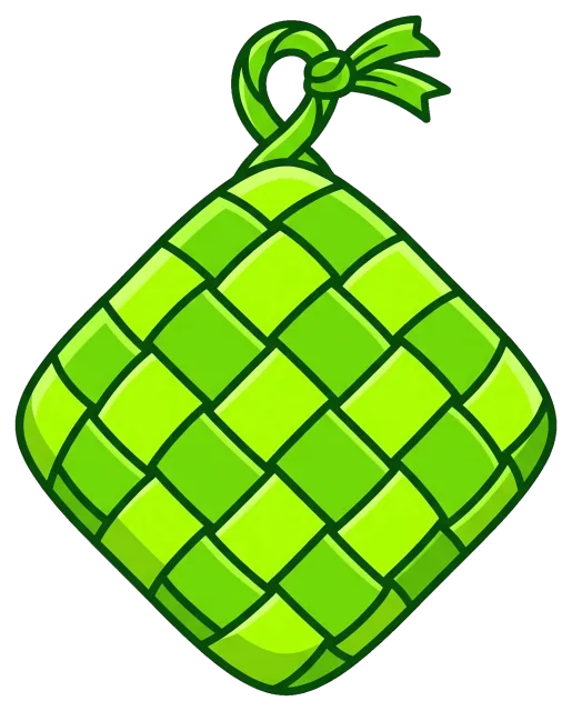 Cute green ketupat woven rice cake decoration