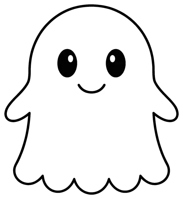 Cute Halloween ghost with smiling face
