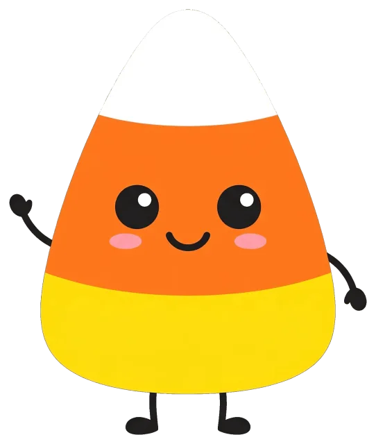 Cute smiling candy corn character with arms and legs