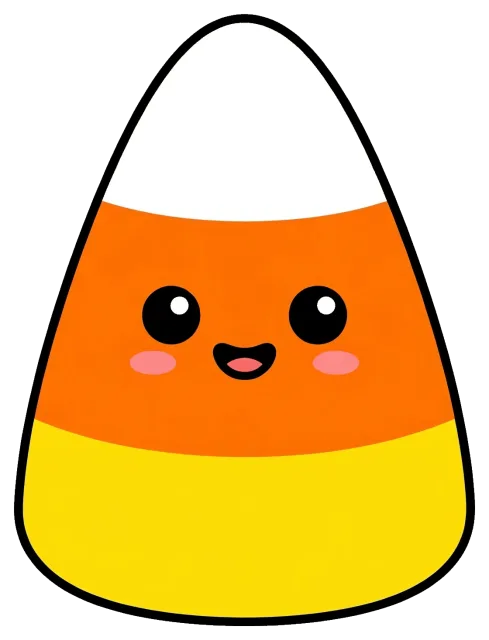 Cute smiling candy corn with rosy cheeks