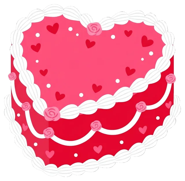 Cute Valentine Heart Shaped Cake with Pink Roses