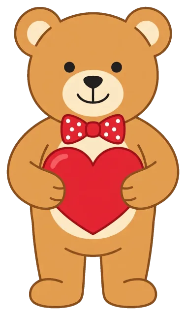 Cute Valentine teddy bear holding a red heart