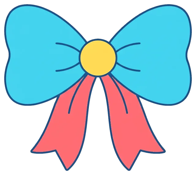 Blue and Pink Gift Bow with Yellow Center