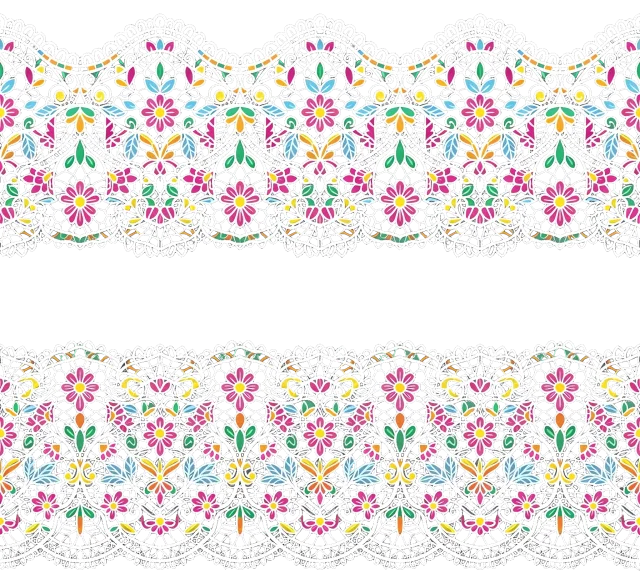 Colorful Floral Lace Border in Cartoon Style