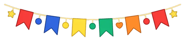 Colorful party garland with flags and stars