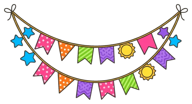 Colorful party garland with flags and stars