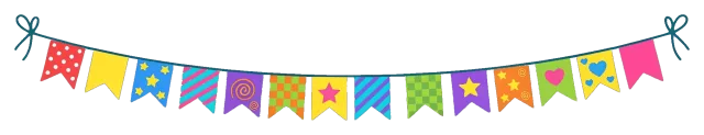 Colorful party garland with various patterned flags
