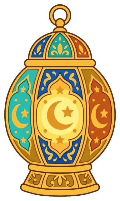 Colorful Ramadan lantern with crescent moon and stars