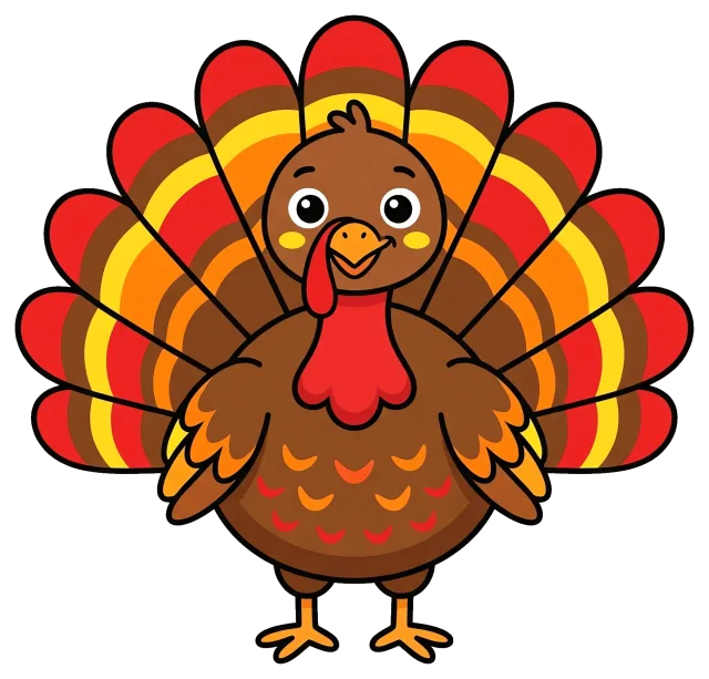 Colorful Thanksgiving Turkey with Spread Feathers