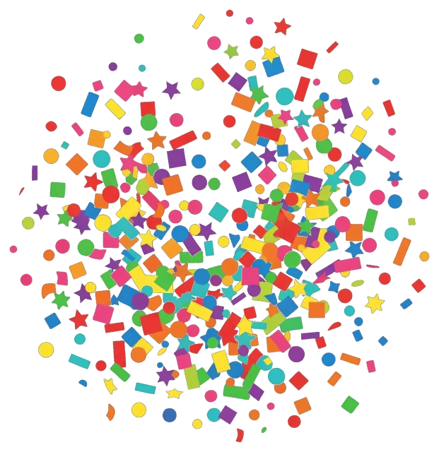Confetti centered on grey background