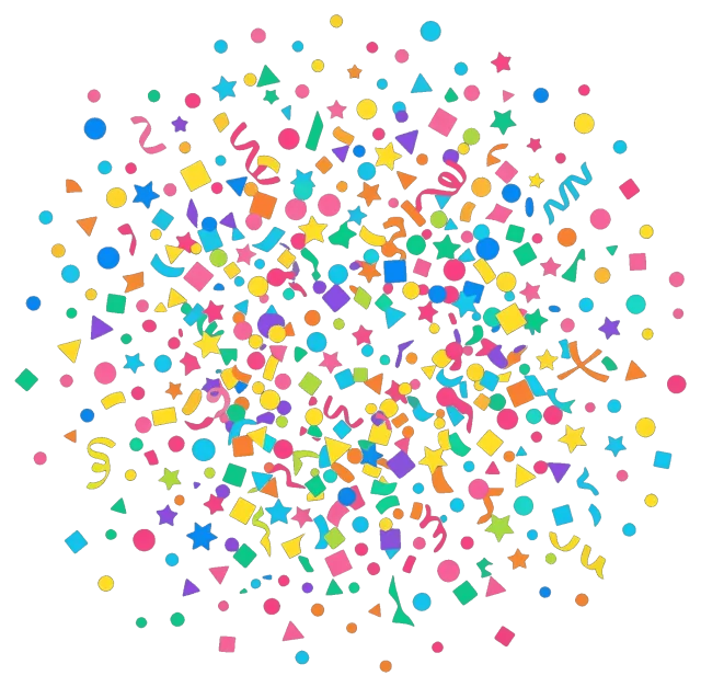Confetti centered on grey background
