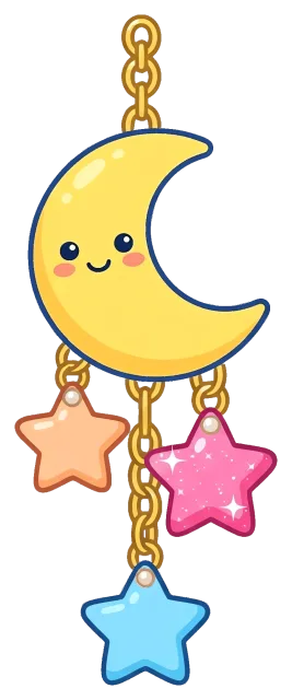 Cute moon and star charms with smiling face