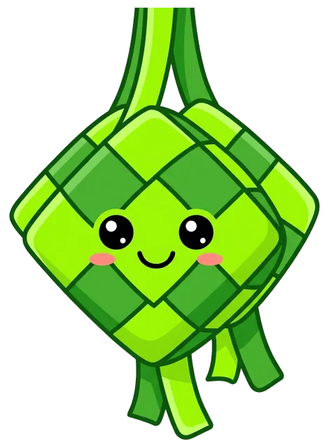 Cute smiling ketupat rice cake decoration
