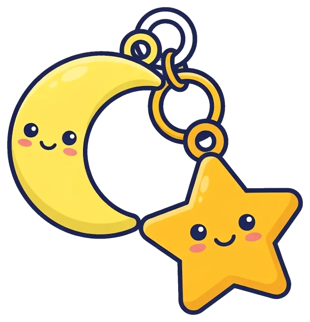 Cute smiling moon and star charms keychain