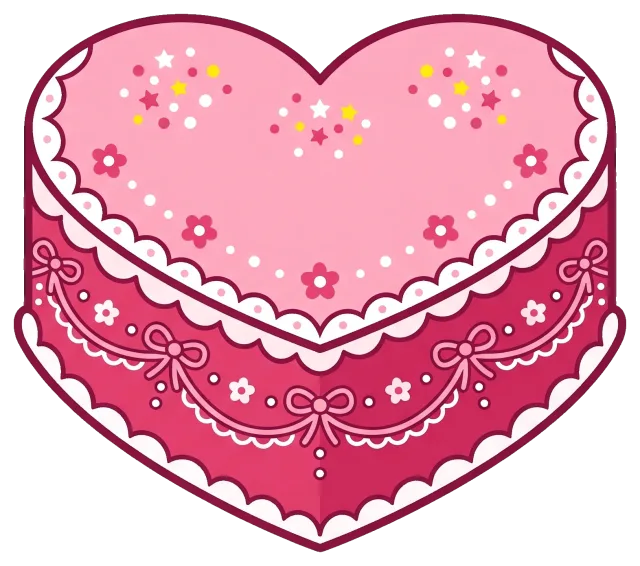 Decorated Heart-Shaped Pink Cake with Floral and Bow Patterns