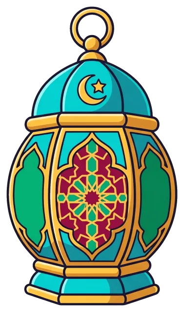 Decorative Ramadan lantern with crescent moon and star