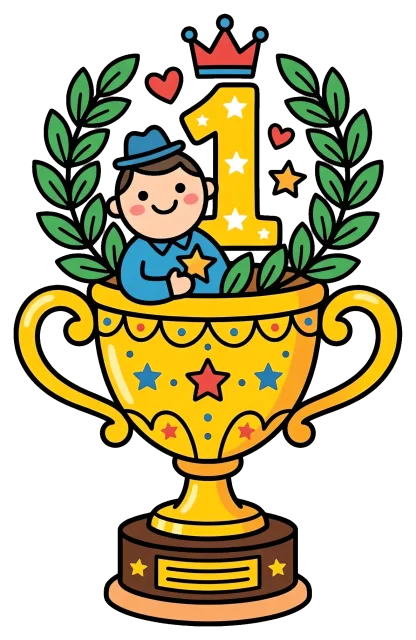 Father's Day Number One Trophy with Man and Laurel Wreath
