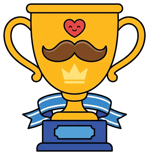 Father’s Day trophy with mustache and heart design
