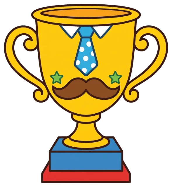 Father's Day trophy with mustache and tie design