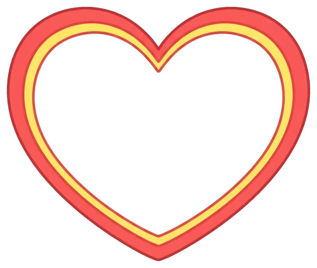 Heart frame cartoon illustration with red and yellow layers