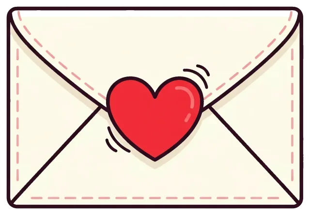 Love letter envelope sealed with red heart