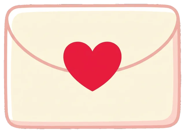Love letter envelope sealed with red heart