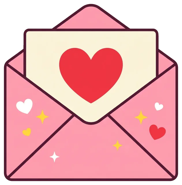 Love letter with red heart in pink envelope