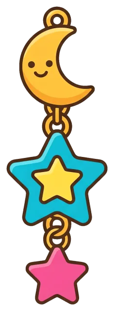 Moon and star charms hanging decoration