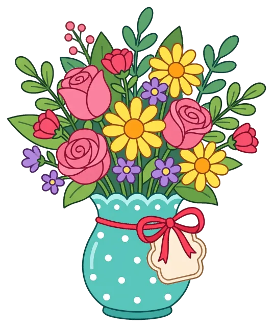 Mother's Day flower gift bouquet in polka dot vase
