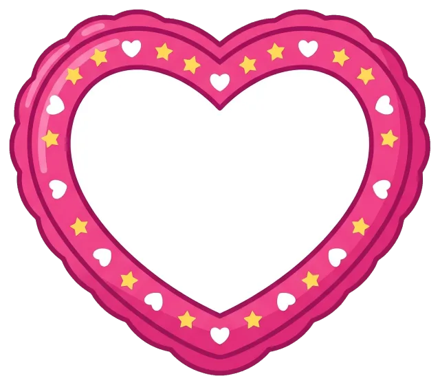 Pink Heart Frame with Stars and Hearts