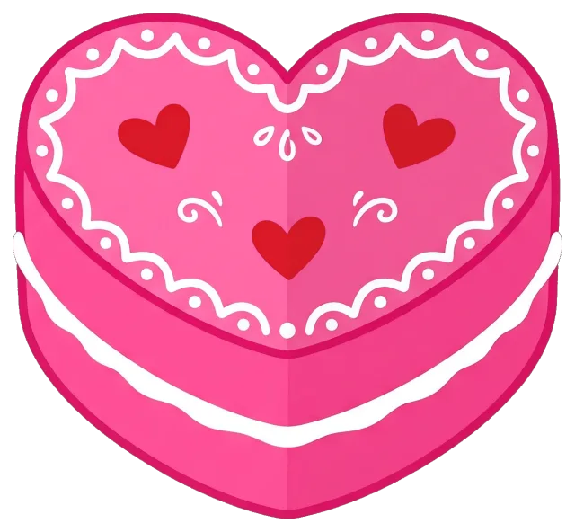 Pink Heart-Shaped Valentine Cake with Red Hearts and White Icing