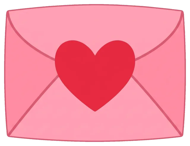 Pink love letter envelope with red heart seal
