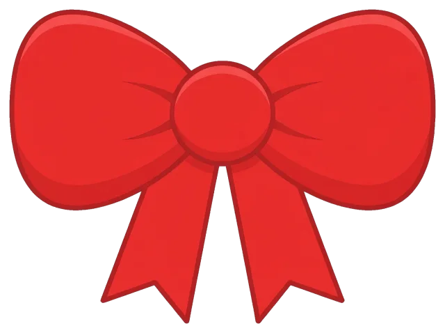 Red gift bow with two tails