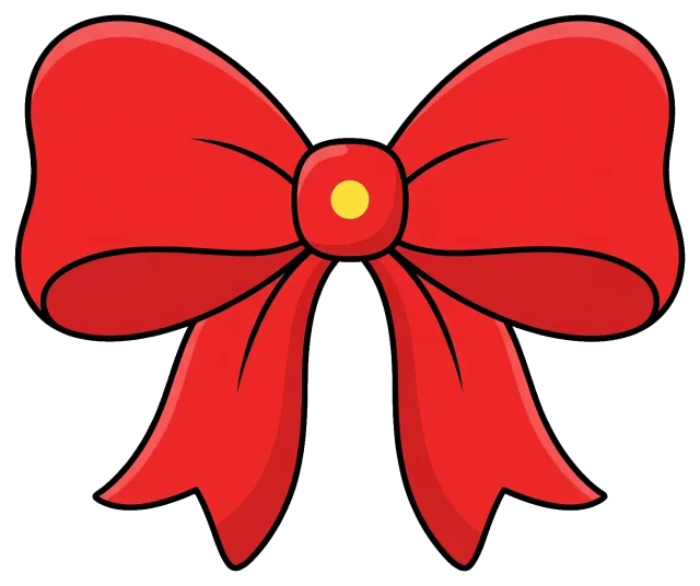 Red gift bow with yellow center