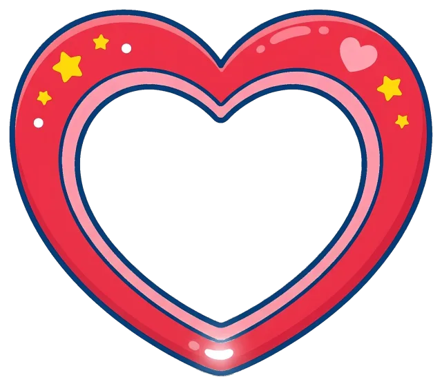 Red heart frame with stars and small heart decorations