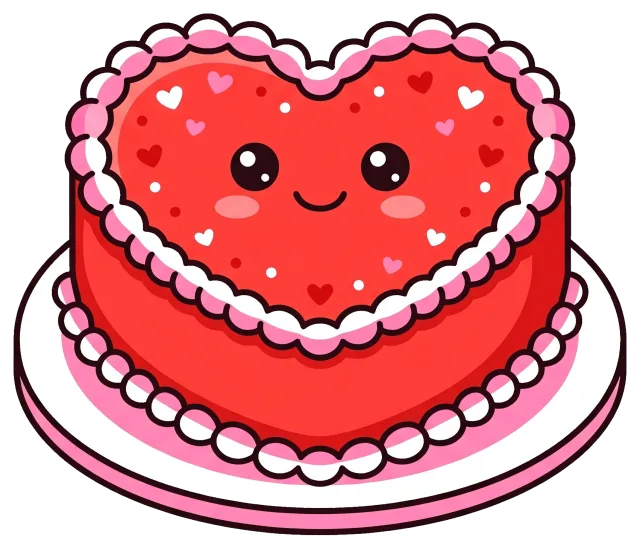 Valentine Heart Cake with Smiling Face and Decorative Icing