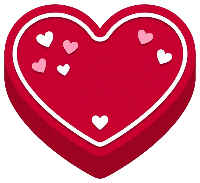 Valentine heart shaped cake with small heart decorations
