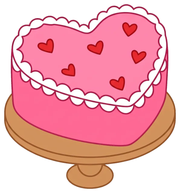 Valentine heart shaped pink cake with red hearts
